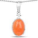 6.00 Carat Genuine Peach Moonstone .925 Sterling Silver Pendant-1