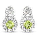 2.68 Carat Genuine Peridot and White Topaz .925 Sterling Silver Jewelry Set-4