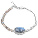 17.49 Carat Genuine Labradorite and White Topaz .925 Sterling Silver Bracelet-2