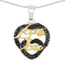 Two Tone Plated 0.18 Carat Genuine Black Spinel .925 Sterling Silver Pendant-1