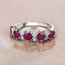 1.61 Carat Genuine Ruby and White Diamond 14K White Gold Ring-4