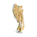 18K Yellow Gold 2 1/3 Cttw Diamond, Sapphire, and Emerald Sculpted Petal Brooch Pin (G-H Color, VS1-VS2 Clarity)-3