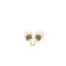 14k Yellow Gold Freshwater Cultured White Pearl Stud Earrings (6.0 mm)-3
