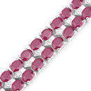20.03 Carat Glass Filled Ruby and White Topaz .925 Sterling Silver Bracelet-7
