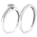 .925 Sterling Silver Diamond Accent Frame Twist Shank Bridal Set Ring and Band (I-J Color, I3 Clarity) - Size 7-3