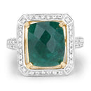 5.18 Carat Dyed Emerald and White Topaz .925 Sterling Silver Ring-3