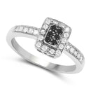0.35 Carat Genuine Black Diamond and White Diamond .925 Sterling Silver Ring-2