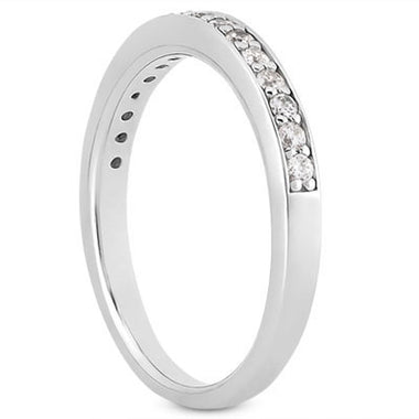 14k White Gold Pave Diamond Wedding Ring Band Set 1/2 Around - 0