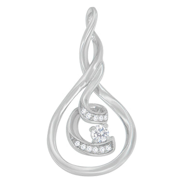 Espira 10K White Gold 1/8 cttw Round Cut Diamond Layered Spiral Pendant Necklace (I-J, I1-I2) - 0