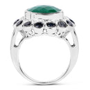 6.88 Carat Dyed Emerald & Blue Sapphire .925 Sterling Silver Ring-2