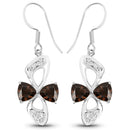 4.02 Carat Genuine Smoky Quartz and White Topaz .925 Sterling Silver Earrings-1
