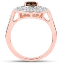 1.64 Carat Genuine Chocolate Brown Diamond and White Diamond 18K Rose Gold Ring-2