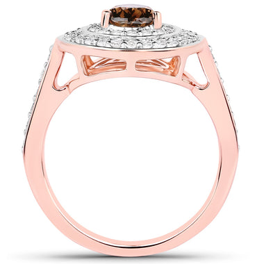 1.64 Carat Genuine Chocolate Brown Diamond and White Diamond 18K Rose Gold Ring - 0