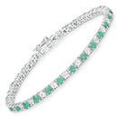 5.77 Carat Genuine Emerald and White Topaz .925 Sterling Silver Bracelet-4
