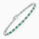 5.77 Carat Genuine Emerald and White Topaz .925 Sterling Silver Bracelet-5