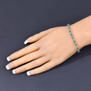 5.77 Carat Genuine Emerald and White Topaz .925 Sterling Silver Bracelet-6