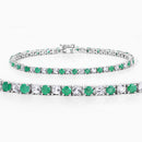 5.77 Carat Genuine Emerald and White Topaz .925 Sterling Silver Bracelet-9