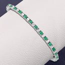 5.77 Carat Genuine Emerald and White Topaz .925 Sterling Silver Bracelet-11