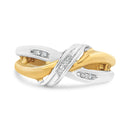 10K Yellow and White Gold 1/20 Cttw Round-Cut Diamond Bypass Ring (I2 Color, I-J Clarity)-2