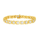 10K Yellow Gold Plated Sterling Silver 2 cttw Diamond "XOXO" Bracelet (J-K Clarity, I1-I2 Color) - Size 7.25"-1