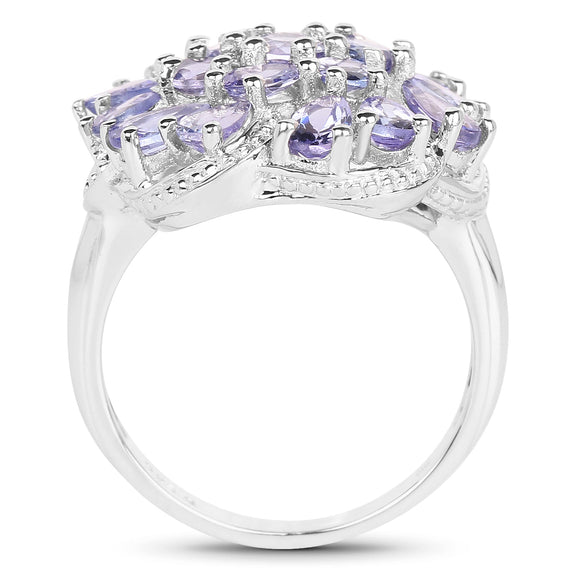 3.35 Carat Genuine Tanzanite .925 Sterling Silver Ring