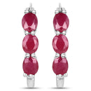 1.81 Carat Genuine Ruby and White Diamond .925 Sterling Silver Earrings-1