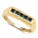 14K Yellow Gold Plated 0.50 Carat Genuine Blue Diamond .925 Sterling Silver Ring-2