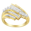 10K Yellow Gold Round and Baguette Diamond-Cut Ring (1/2 Cttw, I-J Color, I1-I2 Clarity) - Size 7-2
