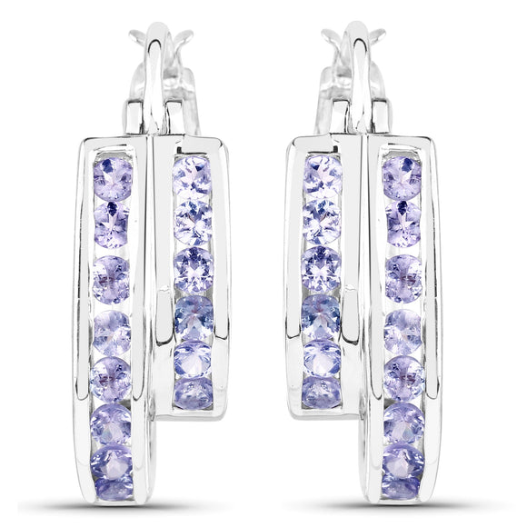 1.40 Carat Genuine Tanzanite .925 Sterling Silver Earrings