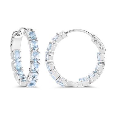 3.80 Carat Genuine Blue Topaz .925 Sterling Silver Earrings - 0