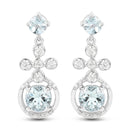 4.42 Carat Genuine Aquamarine and White Zircon .925 Sterling Silver Earrings-1