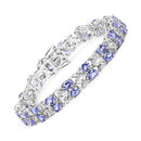 12.24 Carat Genuine Tanzanite and White Topaz .925 Sterling Silver Bracelet-5