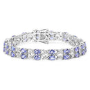 12.24 Carat Genuine Tanzanite and White Topaz .925 Sterling Silver Bracelet-6