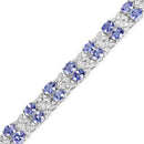 12.24 Carat Genuine Tanzanite and White Topaz .925 Sterling Silver Bracelet-7