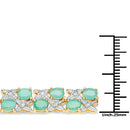 14K Yellow Gold Plated 10.37 Carat Genuine Emerald and White Diamond .925 Sterling Silver Bracelet-6