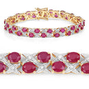 16.51 Carat Glass Filled Ruby and White Diamond .925 Sterling Silver Bracelet-3