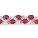 16.51 Carat Glass Filled Ruby and White Diamond .925 Sterling Silver Bracelet-4