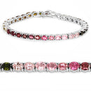 11.16 Carat Genuine Pink Tourmaline, Green Tourmaline and Brown Tourmaline .925 Sterling Silver Bracelet-6