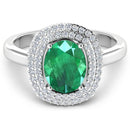 1.97 Carat Genuine Zambian Emerald  and White Diamond 14K White Gold Ring-3