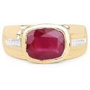 14K Yellow Gold Plated 3.50 Carat Genuine Glass Filled Ruby .925 Sterling Silver Ring-3