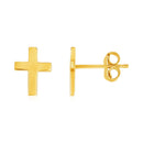 14k Yellow Gold Post Earrings with Crosses-1