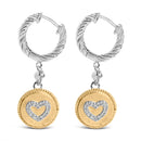18K Yellow Gold Plated .925 Sterling Silver 1/8 Cttw Diamond Heart Medallion Drop and Dangle Earring (I-J Color, SI1-SI2 Clarity)-2