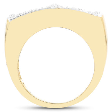 14K Yellow Gold Plated 0.25 Carat Genuine White Diamond .925 Sterling Silver Ring - 0