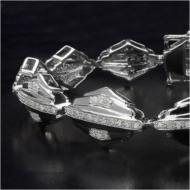 14K Yellow Gold Plated 1.07 Carat Genuine White Diamond Sterling Silver Bracelet - 0