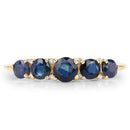 1.05 Carat Genuine Blue Sapphire and White Diamond 14K Yellow Gold Ring-3