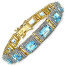 14K Yellow Gold Plated 24.05 Carat Genuine Blue Topaz .925 Sterling Silver Bracelet-5
