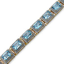 14K Yellow Gold Plated 24.05 Carat Genuine Blue Topaz .925 Sterling Silver Bracelet-6