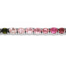 11.16 Carat Genuine Pink Tourmaline, Green Tourmaline and Brown Tourmaline .925 Sterling Silver Bracelet-3