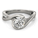 14k White Gold Split Band Round Bypass Diamond Engagement Ring (1 1/8 cttw)-2