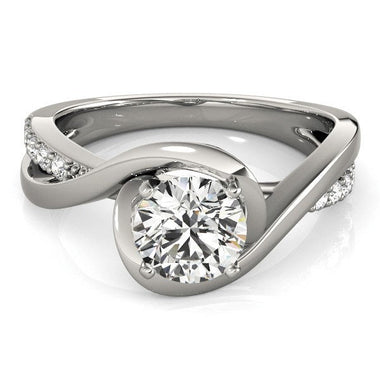 14k White Gold Split Band Round Bypass Diamond Engagement Ring (1 1/8 cttw) - 0